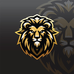flat e-sport logo with a fierce lion head