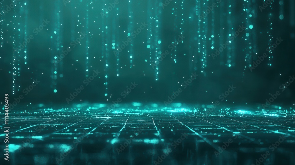 Poster futuristic abstract background with light particles and gradient effects in vibrant colors