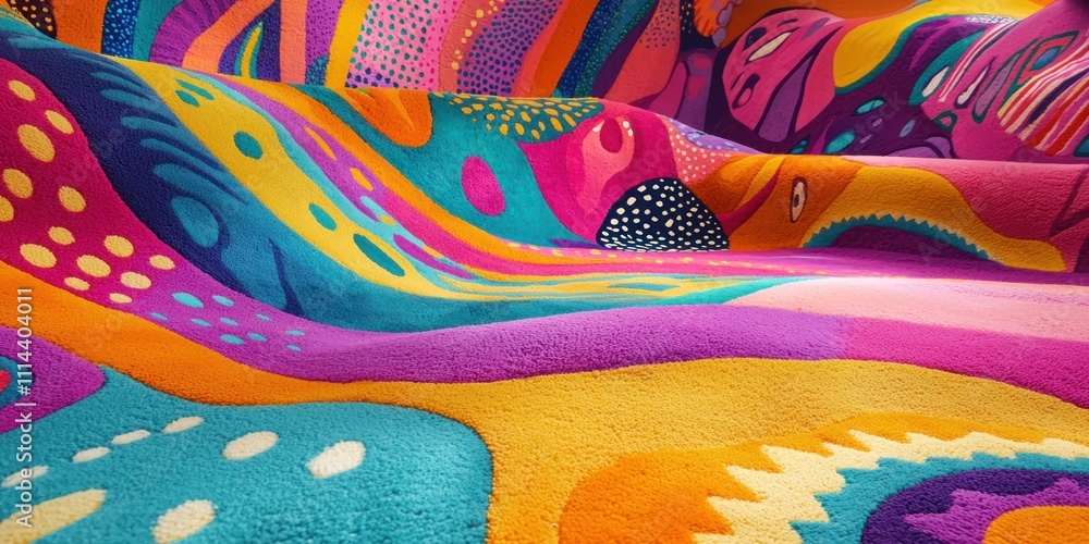 Poster a whimsical fun background with bright colors and abstract patterns that evoke excitement and positi