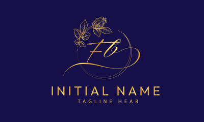 FB B F initial signature logo template vector