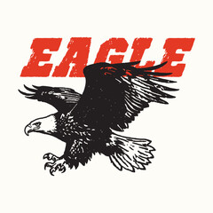Retro Vintage Wild Eagle Vector Illustration © Parathan