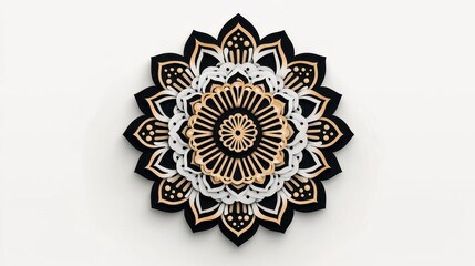 Naklejka premium Intricate mandala tattoo design isolated on a white background, showcasing geometric creativity