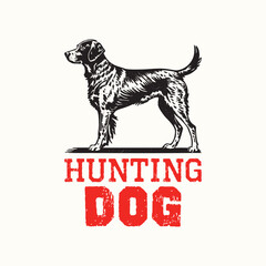 Retro Vintage Hunting Dog Vector Illustration