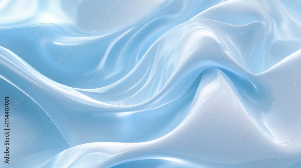 Poster elegant light blue abstract design with glowing nodes and fluid textures, emphasizing digital techno