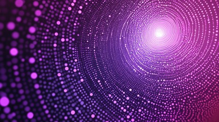 Obraz premium An abstract digital art piece of overlapping pixel dots forming a circular pattern in a gradient of purple to pink tones