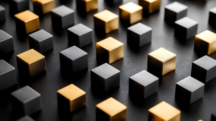 Obraz premium Gold and Black Cubes Arranged in a Pattern