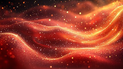 Golden Waves with Sparkling Lights Background