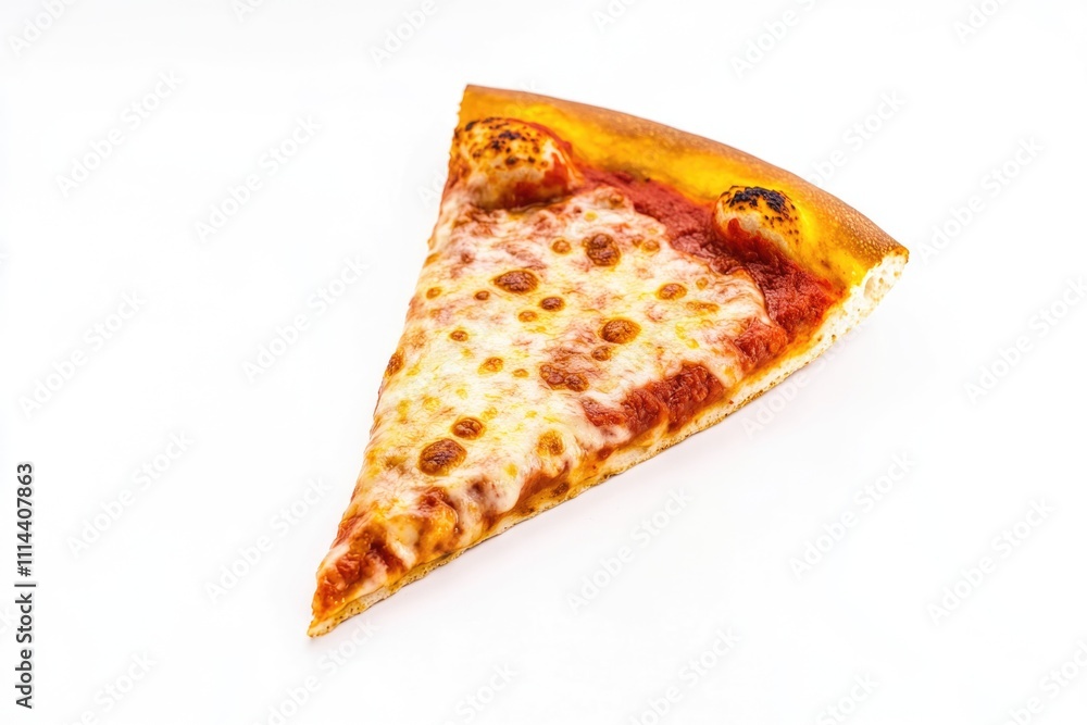 Poster a single slice of pizza on a clean white background