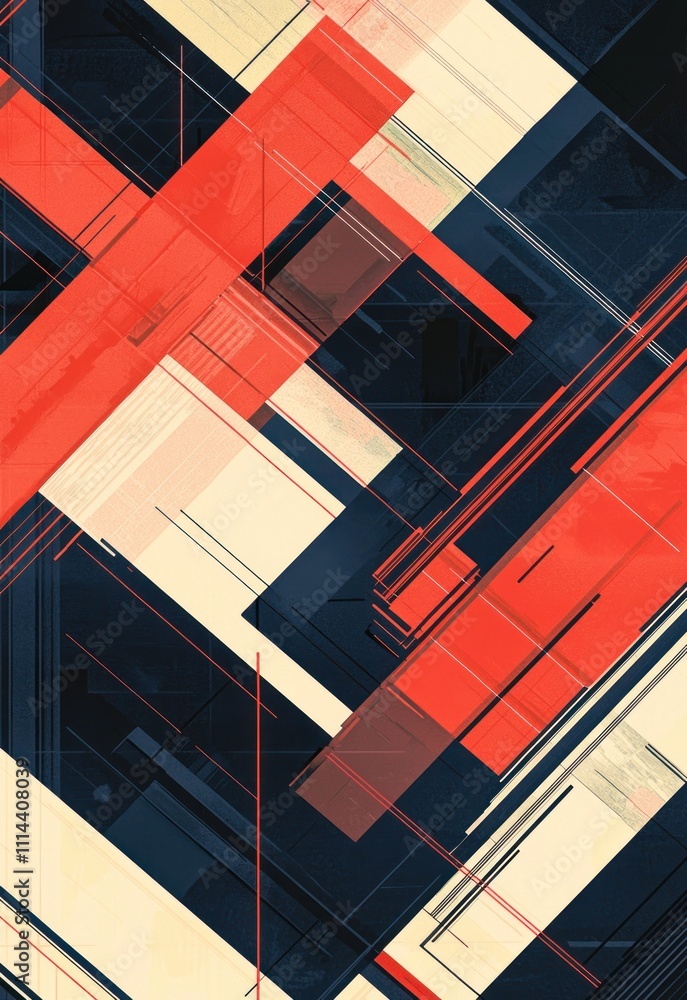 Aufkleber a dynamic and abstract modern background pattern with clean lines and bold colors for a high-tech, m
