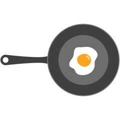 Fried egg in a frying pan. Vector illustration. National Sidewalk Egg Frying Day.