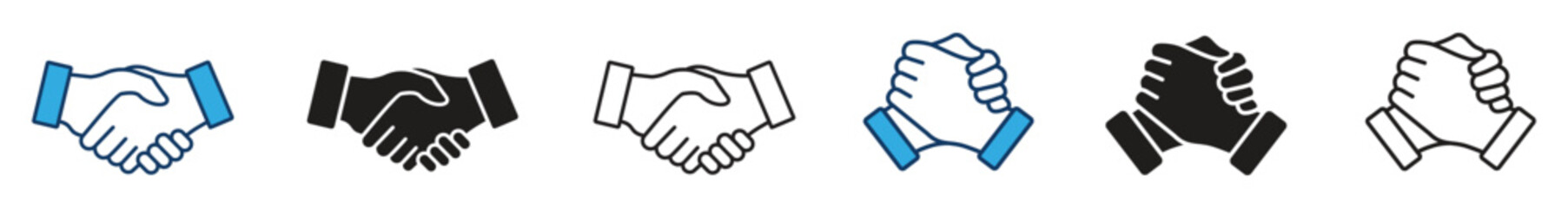 Handshake icon set. Business agreement handshake. friendly handshake icon symbol. partnership deal symbol for apps, ui, website, vector illustration