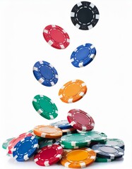 Casino Frenzy: Colorful Chips Cascading from Above