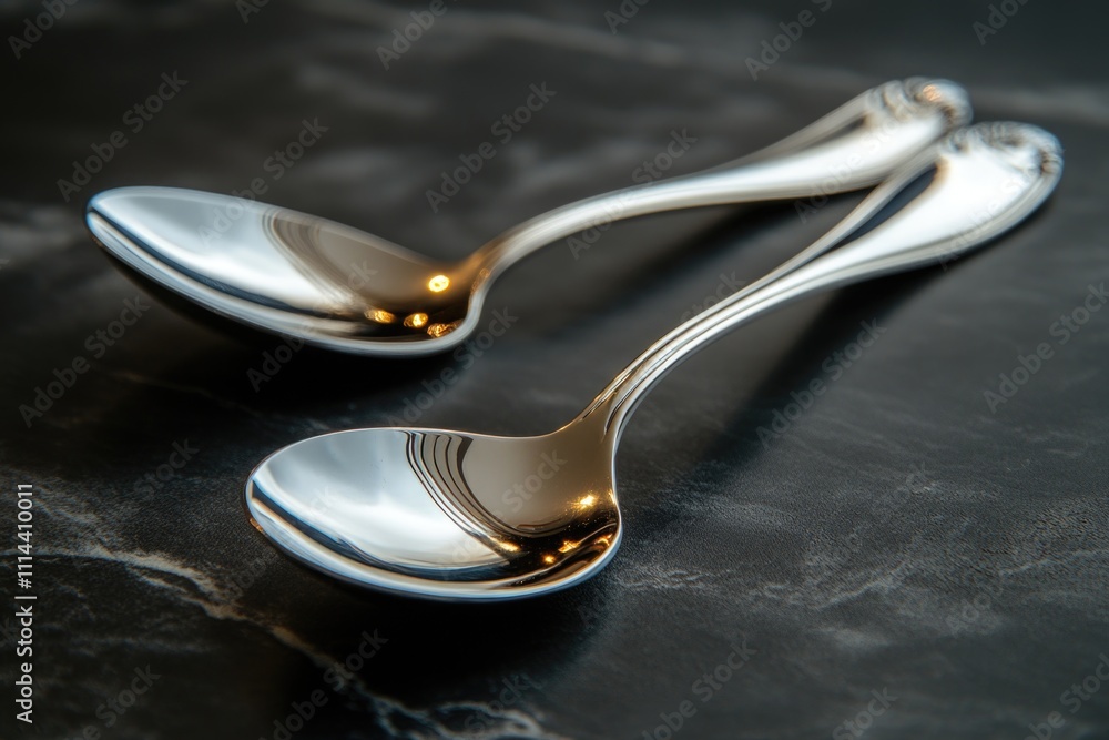 Poster two silverware pieces rest on a flat surface, often used for serving or as decorative items