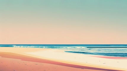 Obraz premium Serene Beachscape Soft Waves Gentle Sand