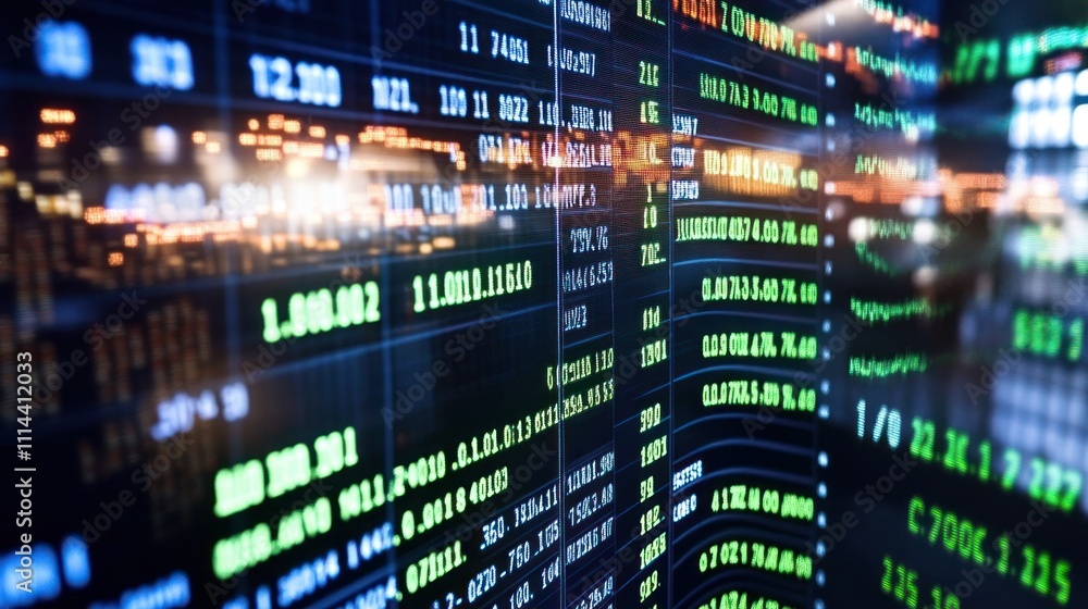 Aufkleber dynamic stock market data display: a visual representation of global finance
