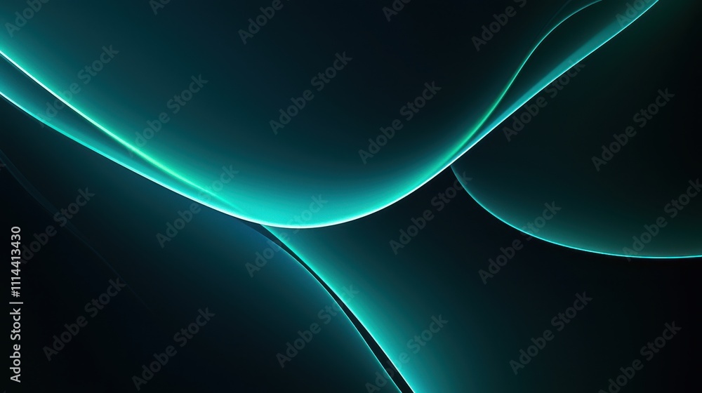 Poster futuristic abstract background with gradient waves and soft light effects in dark theme