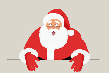 Vector cartoon illustration of Santa Claus showing tongue. Isolated on background.