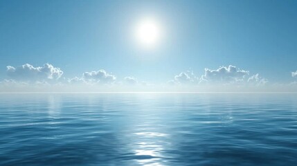 A serene blue nature background featuring calm ocean waters and a soft sky, creating a peaceful and expansive feeling.