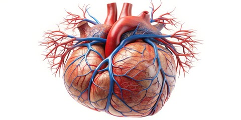 Human Heart 3D Render, Vascular System, Anatomy Concept