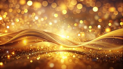Golden Wave Abstract Gold Glitter and Bokeh Background