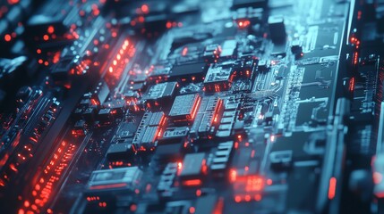 Obraz premium A close-up of the creation of electronic equipment chips at the factory
