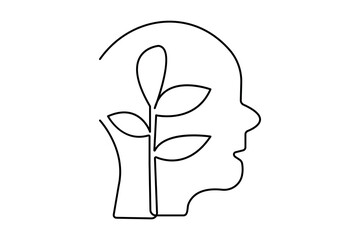 
Ecology sustainable one line drawing of minimalist vector icon with black and white background
