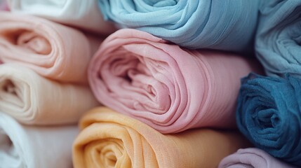 Fototapeta premium Background of folded cotton fabrics