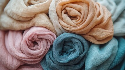 Fototapeta premium Background of folded cotton fabrics