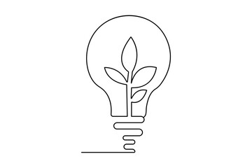 
Ecology sustainable one line drawing of minimalist vector icon with black and white background
