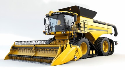 Obraz premium A powerful yellow combine harvester designed for efficient crop harvesting.