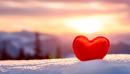 Fototapeta premium Rotes Herz im Schnee 