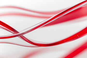 White background, red gradient lines, flat style, close-up, glass texture. generative AI