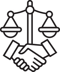  Hands holding scales of justice. law service logo icon.	