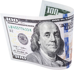 100 Dollar Note Isolated On a White Background, One Hundred Dollar Currency Note Isolated On a White Background, USA Currency Notes PNG, USA currency Notes Clipart 