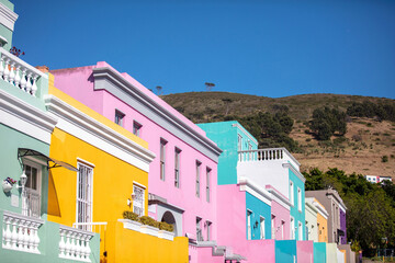 South Africa. Bo-Kaap neighborhood in Cape Town, Brightly painted houses