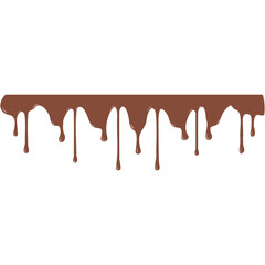 Chocolate dripped. Sweet flowing liquid food with splashes.  Brown liquid dessert, sweet drip melt.