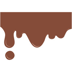 Chocolate dripped. Sweet flowing liquid food with splashes.  Brown liquid dessert, sweet drip melt.