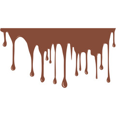 Chocolate dripped. Sweet flowing liquid food with splashes.  Brown liquid dessert, sweet drip melt.