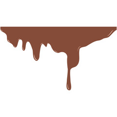Chocolate dripped. Sweet flowing liquid food with splashes.  Brown liquid dessert, sweet drip melt.