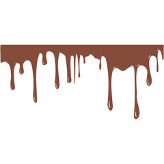 Chocolate dripped. Sweet flowing liquid food with splashes.  Brown liquid dessert, sweet drip melt.