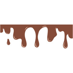 Chocolate dripped. Sweet flowing liquid food with splashes.  Brown liquid dessert, sweet drip melt.