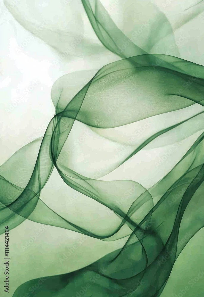 Poster a smooth and flowing abstract green background featuring soft lines and blended shades for a tranqui