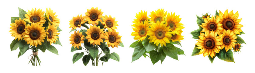 Obraz premium Bright Sunflowers on Transparent Background Collection
