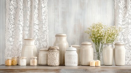 Warm Nostalgic Kitchen Decor with Ceramic Jars