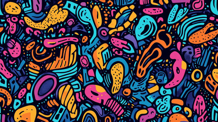 Fototapeta premium Vibrant abstract pattern with colorful shapes and lines on a dark background