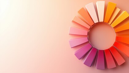 Obraz premium A vibrant color wheel featuring various shades of pink and orange against a soft, gradient background.