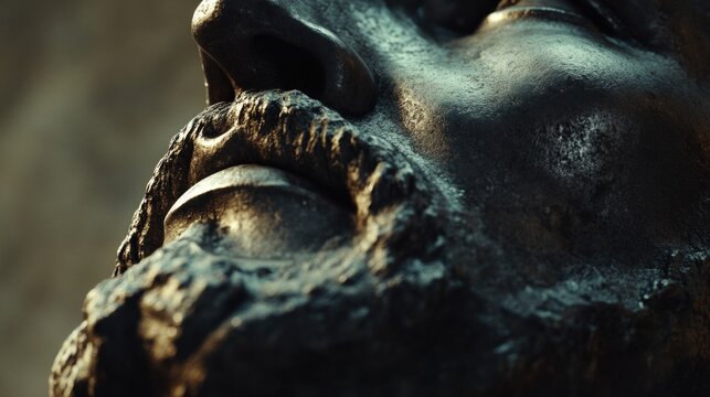 A detailed view of a statuesque figure with a long beard, ideal for use in historical or cultural contexts