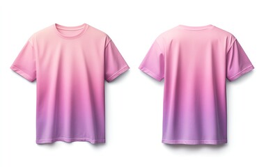 Showcase of front and back view mockup of a t-shirt featuring a gradient design in studio environment for fashion branding and marketing