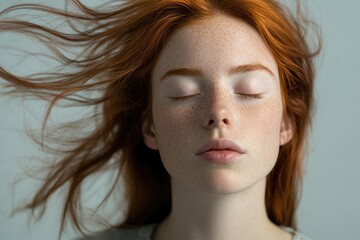 Close-up portrait of a woman with her eyes shut