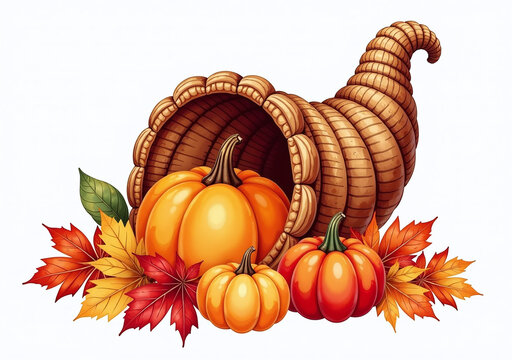 recommend clip art: autumn cornucopia clipart fall decor thanksgiving crafts featuring colorful watercolor illustrations harvest